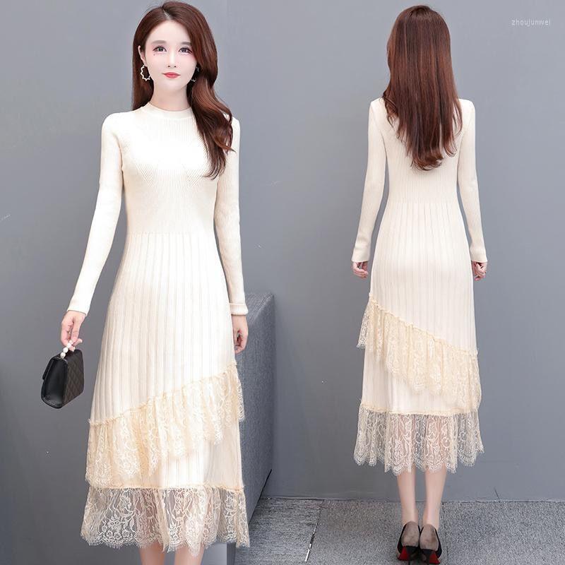 Casual Dresses Ladies Long Knitted Dress Autumn Winter Sleeve Sweaters Women Slim Lace Splicing Party Vestidos, Apricot
Casual Dresses Ladies Long Knitted Dress Autumn Winter Sleeve Sweaters Women Slim Lace Splicing Party Vestidos, Apricot