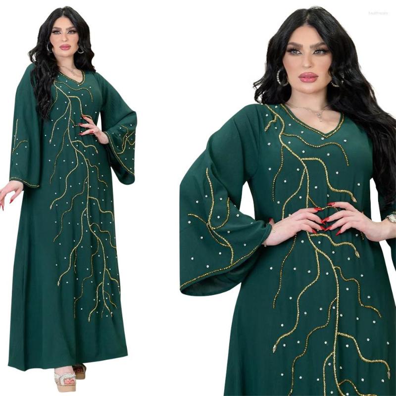 Ethnic Clothing Muslim Middle East Saudi Arabia Dress Rhinestones Beading Loose Robes Flare Sleeves Dubai Abaya Turbante Mujer Elegante
Ethnic Clothing Muslim Middle East Saudi Arabia Dress Rhinestones Beading Loose Robes Flare Sleeves Dubai Abaya Turbante Mujer Elegante