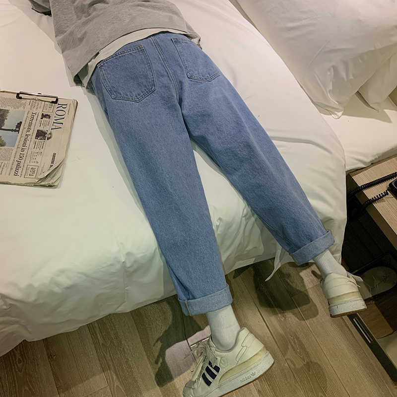 Men's Jeans 2022 Streetwear Baggy Jeans New Spring Summer Men Korean Fashion Loose Straight Wide Leg Pants Male Clothing Light blue Z0301