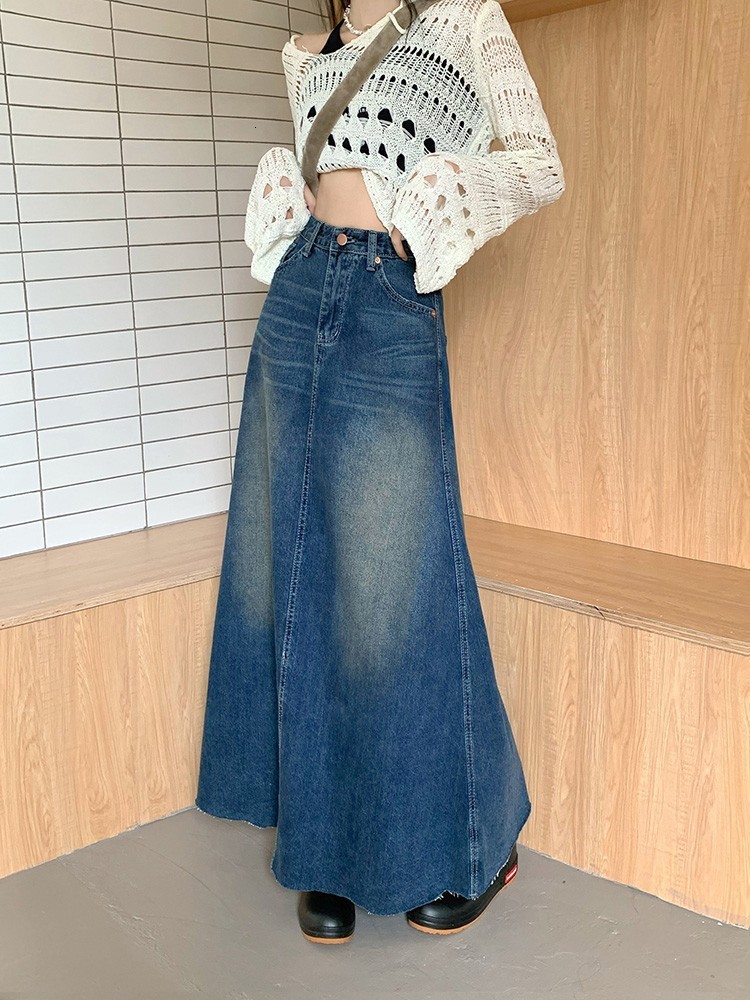 Skirts GUUZYUVIZ Vintage Long Denim Skirt Woman Jean Skirts For Ladies A Line 230313, Blue
Skirts GUUZYUVIZ Vintage Long Denim Skirt Woman Jean Skirts For Ladies A Line 230313, Blue