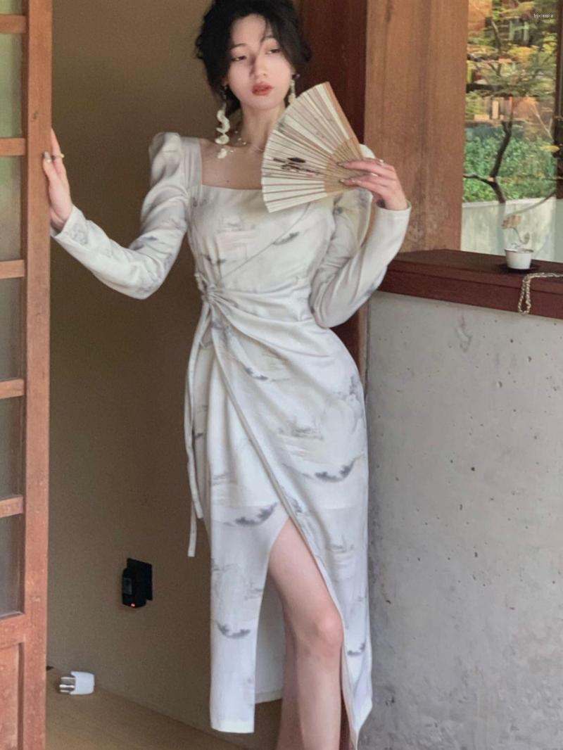Casual Dresses Autumn Women Elegant Retro Midi Dress Long Sleeve Party Vestidos One Piece Drawstring Spring Clothes Robe, White
Casual Dresses Autumn Women Elegant Retro Midi Dress Long Sleeve Party Vestidos One Piece Drawstring Spring Clothes Robe, White