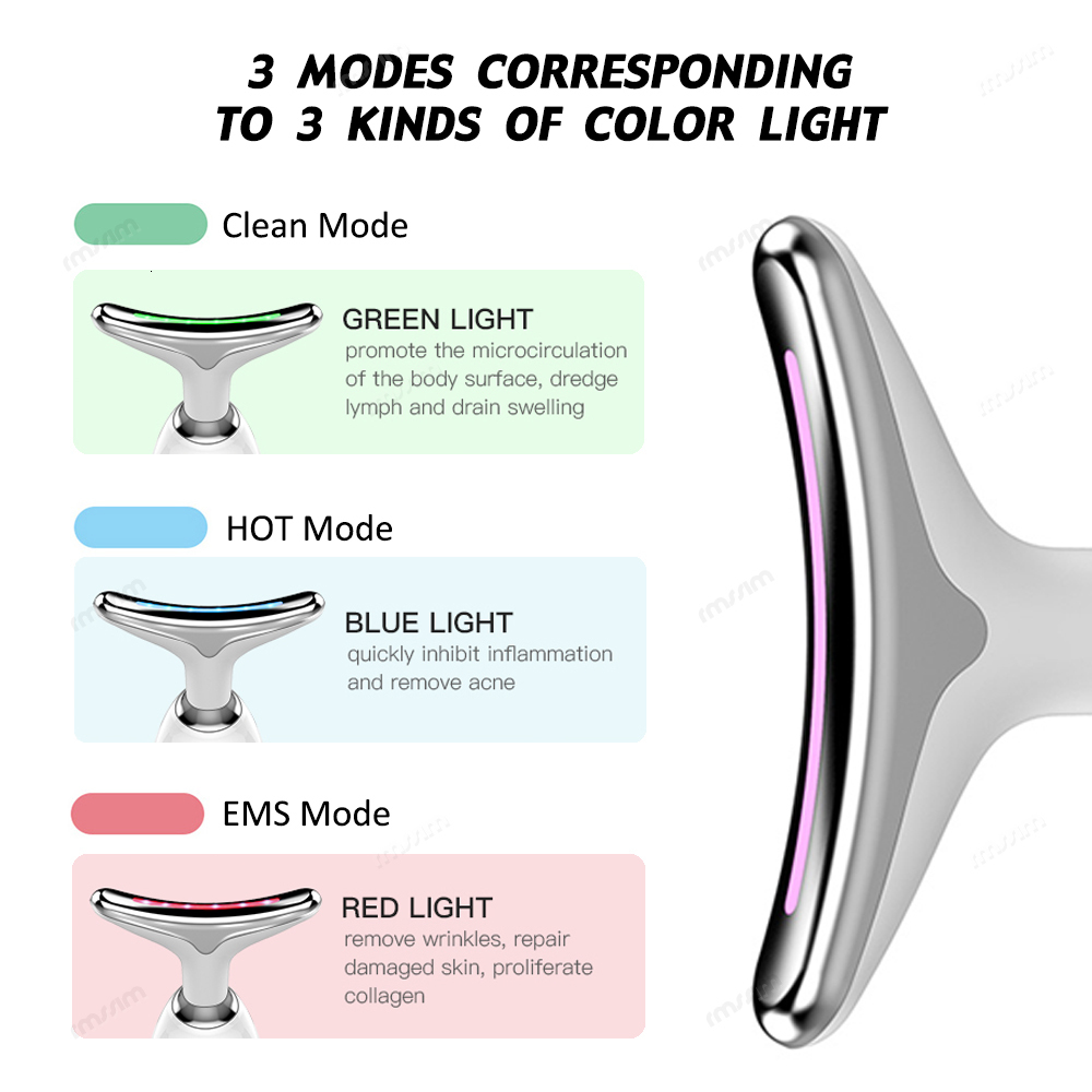 Face Care Devices Neck Face Beauty Device LED Pon Therapy Skin Lifting Tighten Massager Reduce Double Chin Anti Wrinkle Remove Skin Care Tools 230313