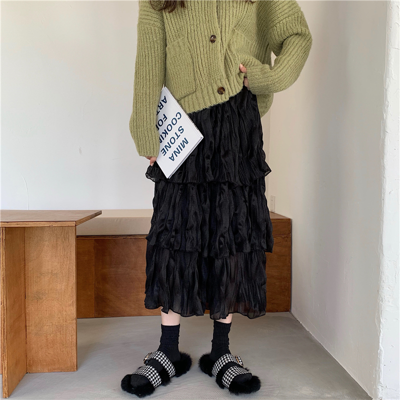 Skirts Chiffon Skirt Womens Faldas Mujer Moda Fashion Elastic High Waist Mesh Tutu Maxi Pleated Long Midi Saias Jupe Women's Skirt 230313