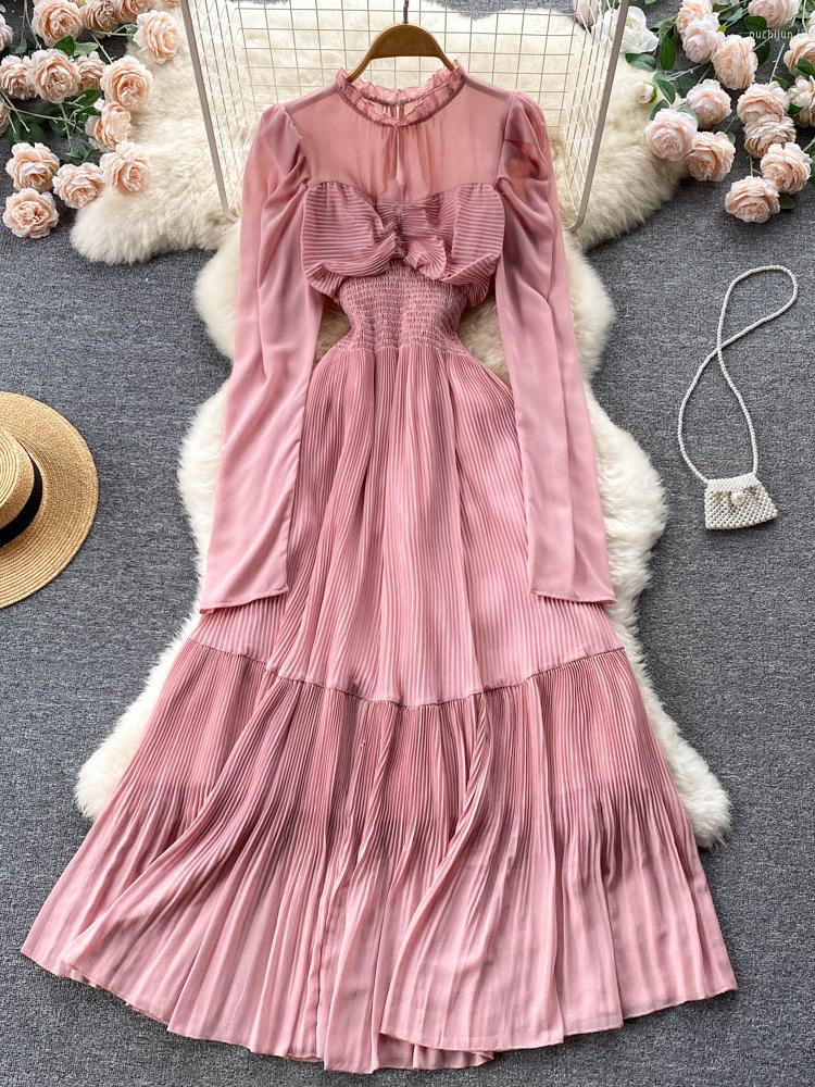 Casual Dresses Autumn Women High Waist Chiffon Long Dress Elegant Ruffle Round Neck Pleated A-Line Draped Party Maxi Vestidos Fashion, Black
Casual Dresses Autumn Women High Waist Chiffon Long Dress Elegant Ruffle Round Neck Pleated A-Line Draped Party Maxi Vestidos Fashion, Black
