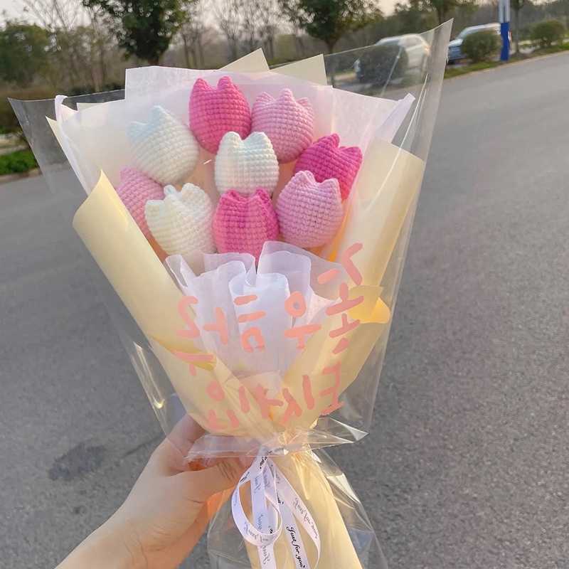 Handcrafted Knitted Heart Flower Patterns t DIY Gift for Couples