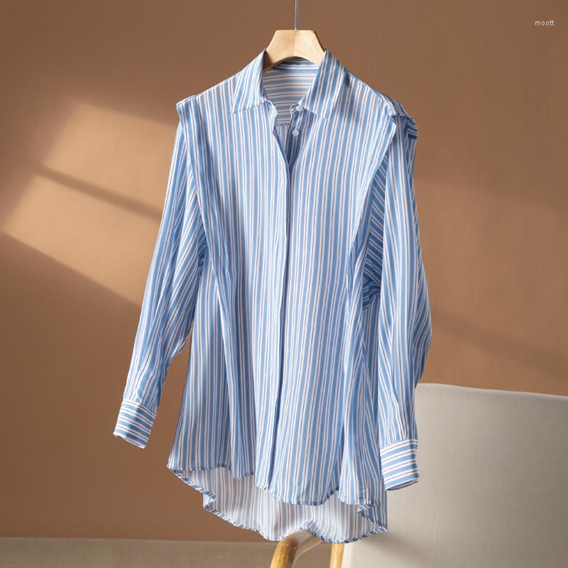Women's T Shirts 2023 Summer Long Sleeve Striped Silk Shirt Women Clothing Mulberry Casual Tops For Blusas Mujer Zm3116, Blue
Women's T Shirts 2023 Summer Long Sleeve Striped Silk Shirt Women Clothing Mulberry Casual Tops For Blusas Mujer Zm3116, Blue
