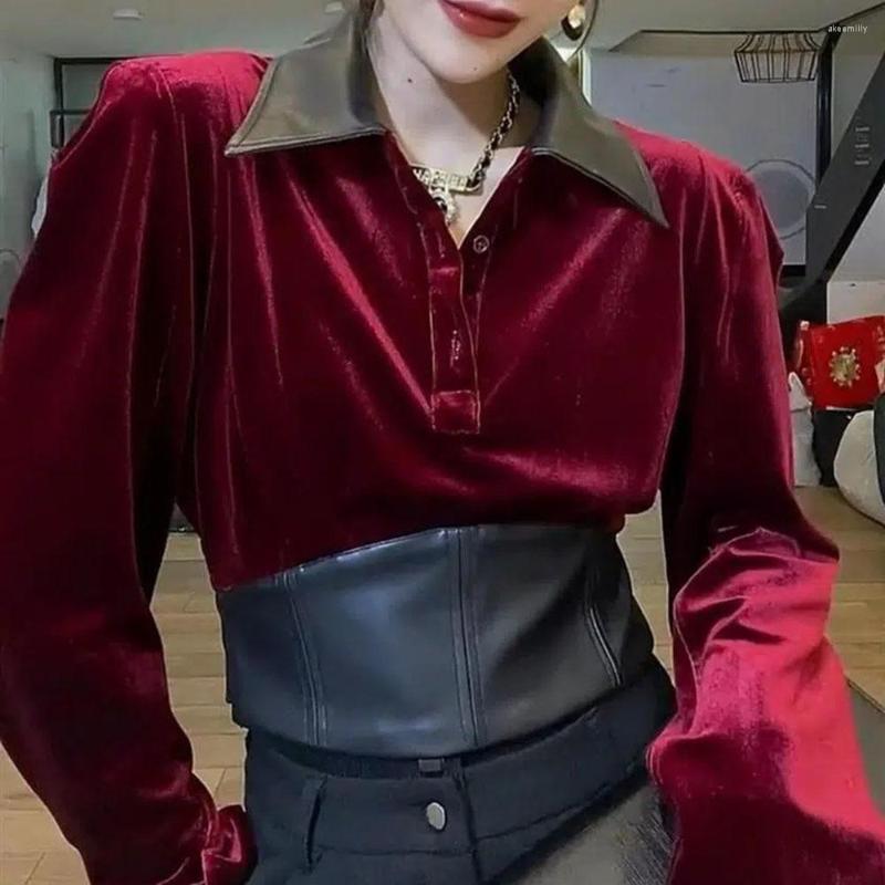 Women's Blouses Blusas Mujer 2023 PU Velvet Splice Shirt Blouse Women Spring Autumn Temperament Fashion Crop Tops Ladies Elegant Clothing, Black
Women's Blouses Blusas Mujer 2023 PU Velvet Splice Shirt Blouse Women Spring Autumn Temperament Fashion Crop Tops Ladies Elegant Clothing, Black