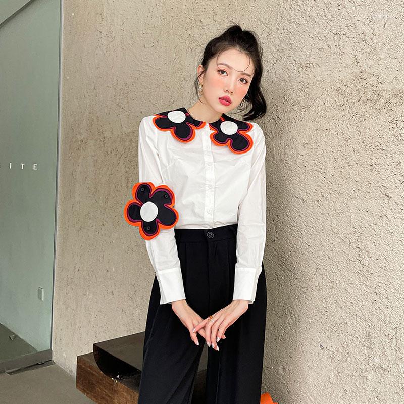 Women's Blouses Autumn 2023 Contrast Color Flower Blouse Women Top Irregular Collar Long Sleeve Cute White Shirt Camisas De Mujer
Women's Blouses Autumn 2023 Contrast Color Flower Blouse Women Top Irregular Collar Long Sleeve Cute White Shirt Camisas De Mujer