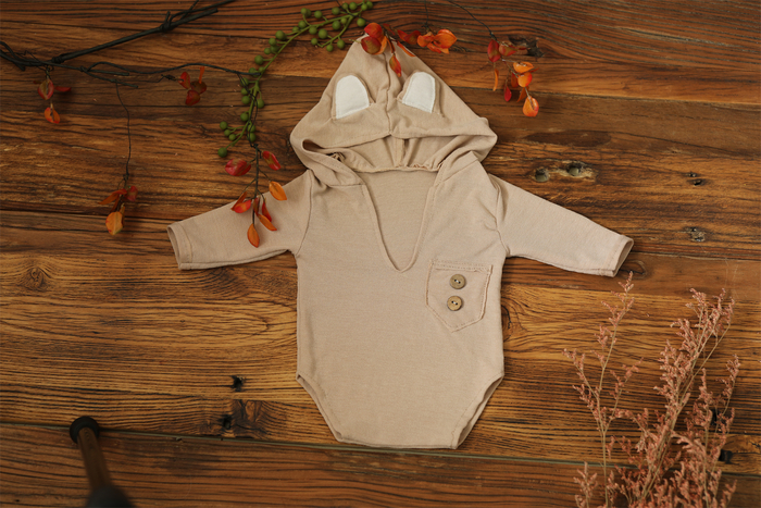 Caps Hats 1 Set Soft Elastic Baby hooded bodysuit born Pography Props for Baby Po Shoot Bebe Knit Sleeved Outfit Accessories 230313