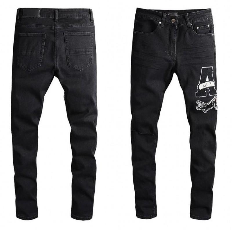 Pants High quality Mens jeans Distressed Motorcycle biker jean Rock Skinny Slim Ripped hole stripe Fashionable embroidery Denim pants Hgbkr, 805
Pants High quality Mens jeans Distressed Motorcycle biker jean Rock Skinny Slim Ripped hole stripe Fashionable embroidery Denim pants Hgbkr, 805