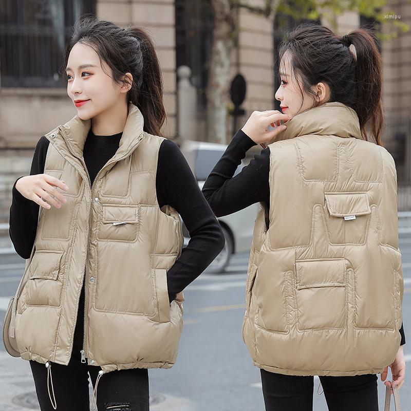 Women's Vests 2023 Autumn Winter Short Korean Stand-up Collar Cotton Padded Vest Jackets Women Loose Sleeveless Down Waistcoat Coat, Black 
Women's Vests 2023 Autumn Winter Short Korean Stand-up Collar Cotton Padded Vest Jackets Women Loose Sleeveless Down Waistcoat Coat, Black