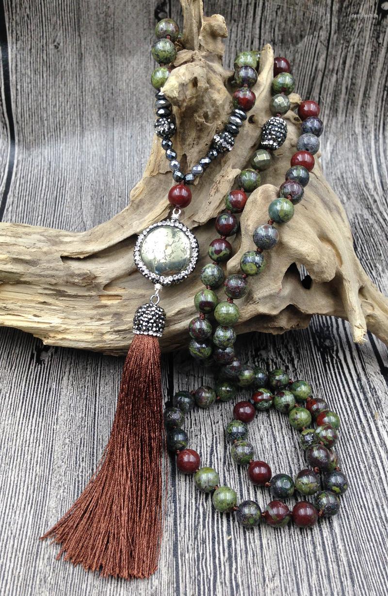 Pendant Necklaces YA2691 Pave Pyrite Stone Tassel 8mm Beads Knot Handmade Necklace Choose 30inch Or 40inch Long
Pendant Necklaces YA2691 Pave Pyrite Stone Tassel 8mm Beads Knot Handmade Necklace Choose 30inch Or 40inch Long