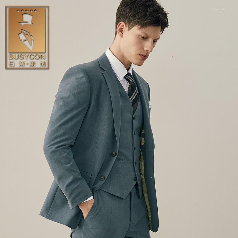 Men's Suits (Jacket Pants Vest) Groom's Wedding British Style Professional Formal Man Figure Flattering Three Pieces, Grey 
Men's Suits (Jacket Pants Vest) Groom's Wedding British Style Professional Formal Man Figure Flattering Three Pieces, Grey
