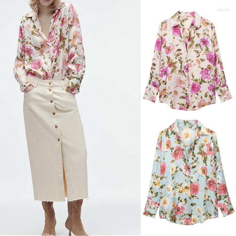 Women's Blouses COS LRIS Spring Women's Retro Pastoral Style Lapel Long-sleeved Flower Print Silk Satin Texture Shirt 7969/235, Cyan print
Women's Blouses COS LRIS Spring Women's Retro Pastoral Style Lapel Long-sleeved Flower Print Silk Satin Texture Shirt 7969/235, Cyan print