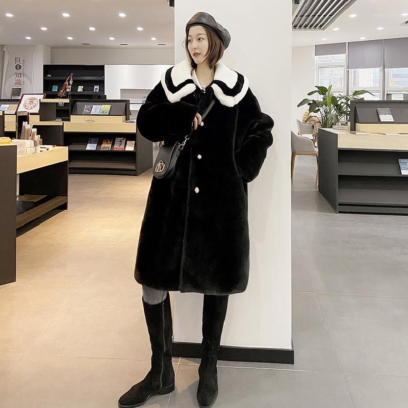 Women' Fur Winter Coat Women Doll Collar Faux Black Buttoned Loose Mid-length Thick Warm
Women' Fur Winter Coat Women Doll Collar Faux Black Buttoned Loose Mid-length Thick Warm
