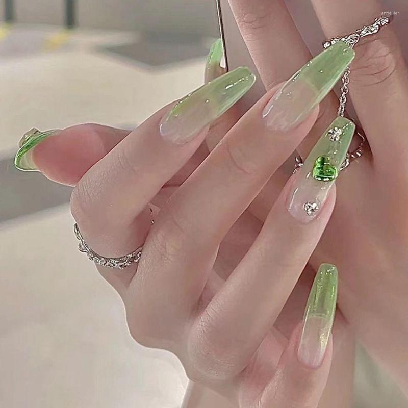 False Nails 24pcs Small Fresh Gradient Green Ballerina With Heart Shape Rhinestone Decorate Full Cover Finished Nail Art Tips, 02
False Nails 24pcs Small Fresh Gradient Green Ballerina With Heart Shape Rhinestone Decorate Full Cover Finished Nail Art Tips, 02