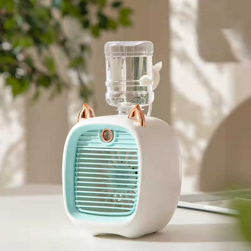 Electric Fans 2400mAh Mini Air Conditioner Portable Desktop Humidifier Purifier 3 Speed 2 Mode Spray USB Table Car Home Camping Travel Y2303