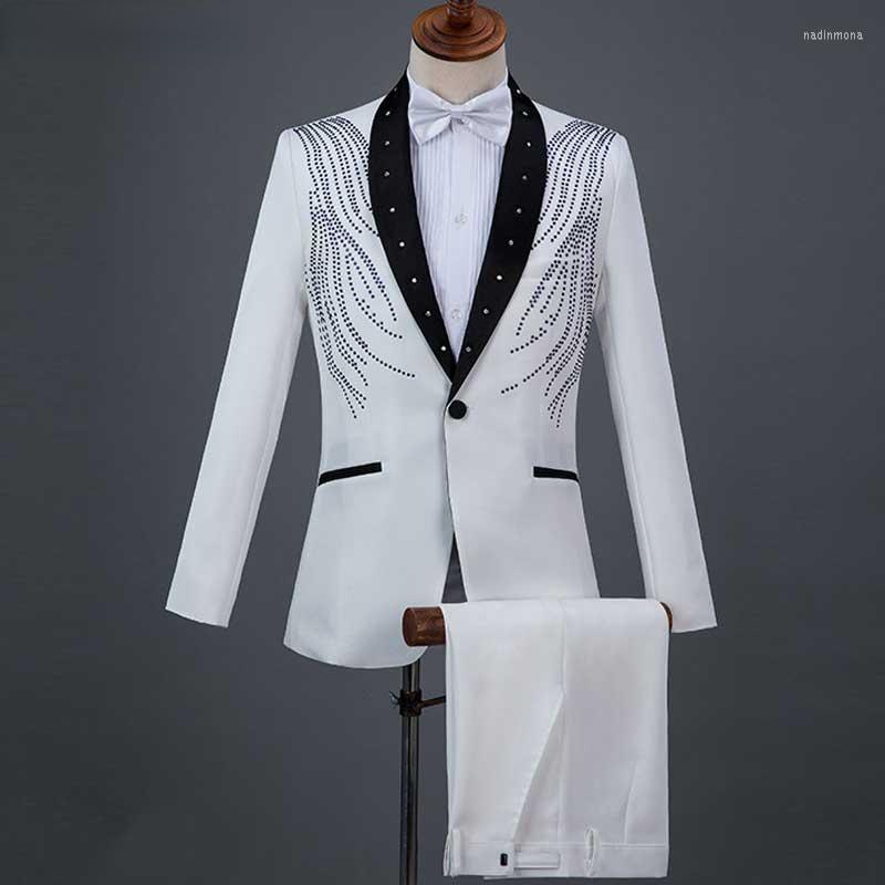 Men's Suits Stylish Crystal Embroidery White Suit Men Patchwork Shawl Collar One Button Pants Wedding Party Tuxedo Costume Homme, Red
Men's Suits Stylish Crystal Embroidery White Suit Men Patchwork Shawl Collar One Button Pants Wedding Party Tuxedo Costume Homme, Red