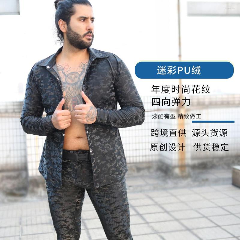 Men' Casual Shirts Men Sexy High Elastic Faux Leather Shirt Camouflage Jacket Velvet Long Sleeved Slim Stylish, Black
Men' Casual Shirts Men Sexy High Elastic Faux Leather Shirt Camouflage Jacket Velvet Long Sleeved Slim Stylish, Black