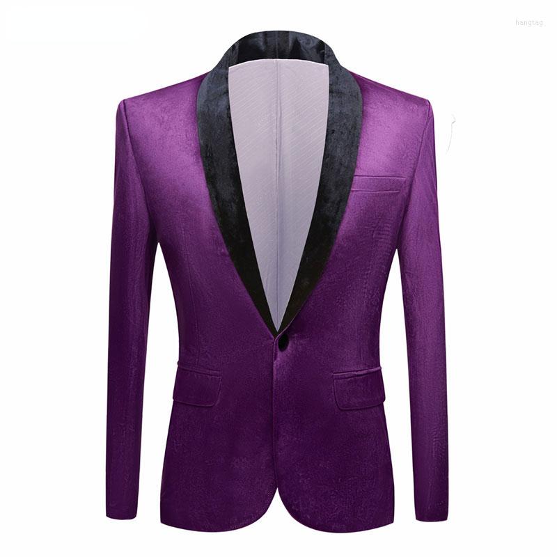 Men's Suits Mens Purple Fashion Velvet Suit Jacket Slim Fit Shawl Collar One Button Blazers Wedding Groom Dinner Party Costumes
Men's Suits Mens Purple Fashion Velvet Suit Jacket Slim Fit Shawl Collar One Button Blazers Wedding Groom Dinner Party Costumes