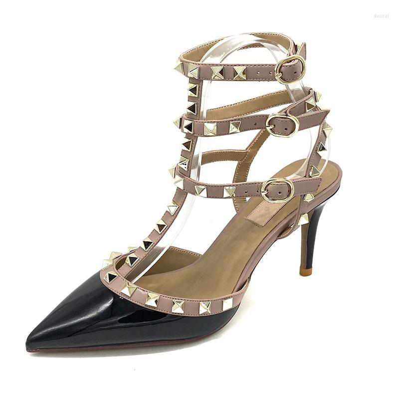 Dress Shoes Women Roman Fashion Rivet Sandals 8CM PU Sexy Nightclub Stiletto Heels Patent-leather Metallic Hollow, Beige
Dress Shoes Women Roman Fashion Rivet Sandals 8CM PU Sexy Nightclub Stiletto Heels Patent-leather Metallic Hollow, Beige