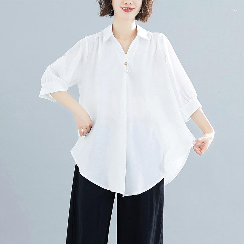 Women's Blouses #2811 White Yellow Red Black Casual Blouse For Women Half Sleeve Asymmetrical Long Cotton Linen Female V Neck Summer
Women's Blouses #2811 White Yellow Red Black Casual Blouse For Women Half Sleeve Asymmetrical Long Cotton Linen Female V Neck Summer