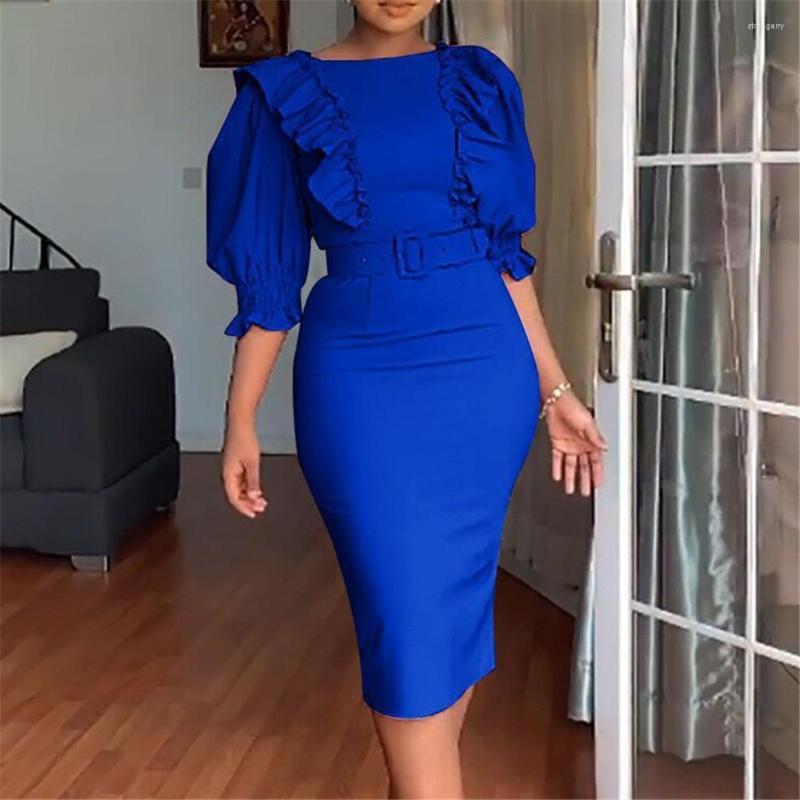 Party Dresses Women Dress OL Commuter Casual Patchwork Half Sleeve Pullover Round Neck High Waist Solid Elegant Spring For Ladies, Blue
Party Dresses Women Dress OL Commuter Casual Patchwork Half Sleeve Pullover Round Neck High Waist Solid Elegant Spring For Ladies, Blue