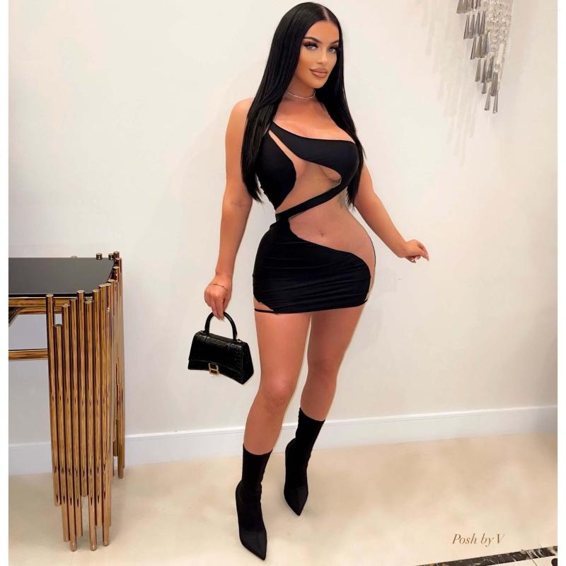 Casual Dresses Sexy Hollow Mesh Panel Matching Dress Stretch Sleeveless One Shoulder Commuter Wear Female 2023 Summer Out Clothing, Blue
Casual Dresses Sexy Hollow Mesh Panel Matching Dress Stretch Sleeveless One Shoulder Commuter Wear Female 2023 Summer Out Clothing, Blue