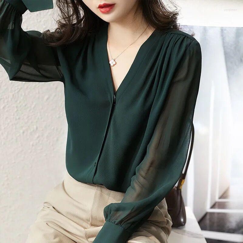 Women's Blouses Spring Autumn Office Ladies Elegant Sexy Long Sleeve Button Shirt Fashion French Ruffled V-neck Loose Chiffon Tops Women, Khaki
Women's Blouses Spring Autumn Office Ladies Elegant Sexy Long Sleeve Button Shirt Fashion French Ruffled V-neck Loose Chiffon Tops Women, Khaki