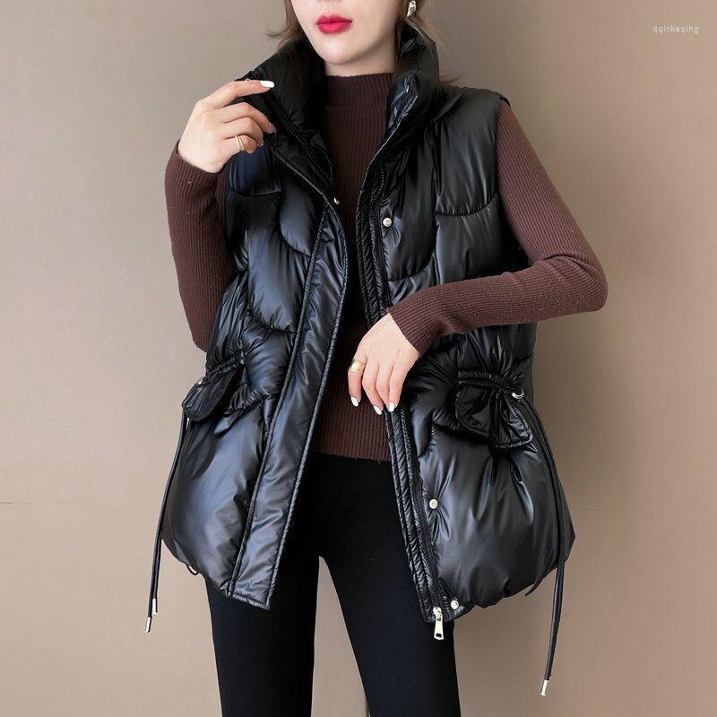 Women's Vests Women Stand Collar 2023 Short Vest Bright Down Cotton Padded Jacket Sleeveless Female Winter Waistcoat Coat Drawstring, Black
Women's Vests Women Stand Collar 2023 Short Vest Bright Down Cotton Padded Jacket Sleeveless Female Winter Waistcoat Coat Drawstring, Black