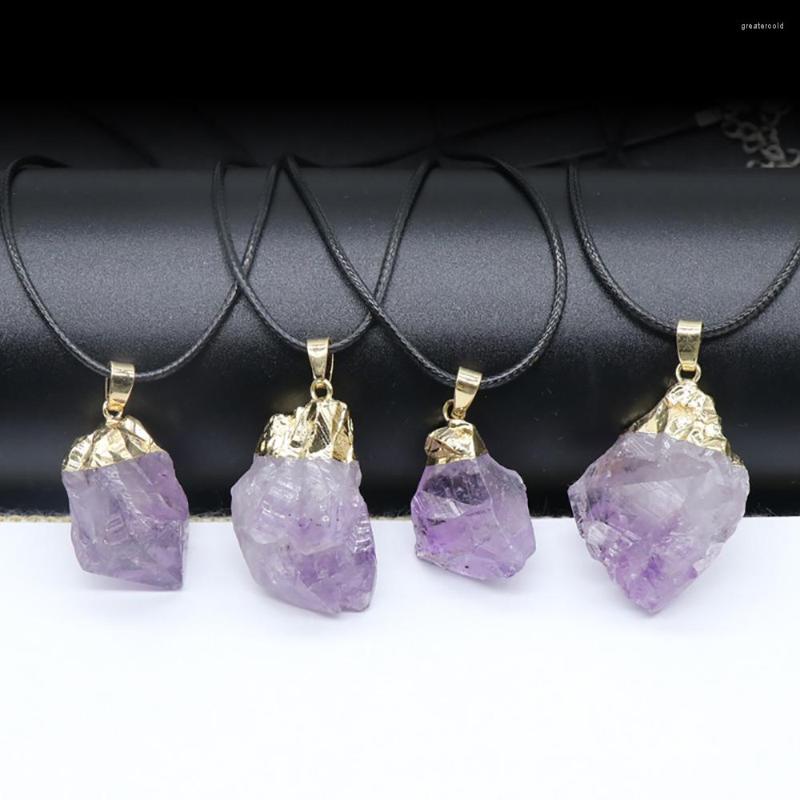 Pendant Necklaces Natural Stone Amethyst Necklace Irregular Minerals Crystal Charms Wax Thread Chain For Women Jewelry Accessory
Pendant Necklaces Natural Stone Amethyst Necklace Irregular Minerals Crystal Charms Wax Thread Chain For Women Jewelry Accessory