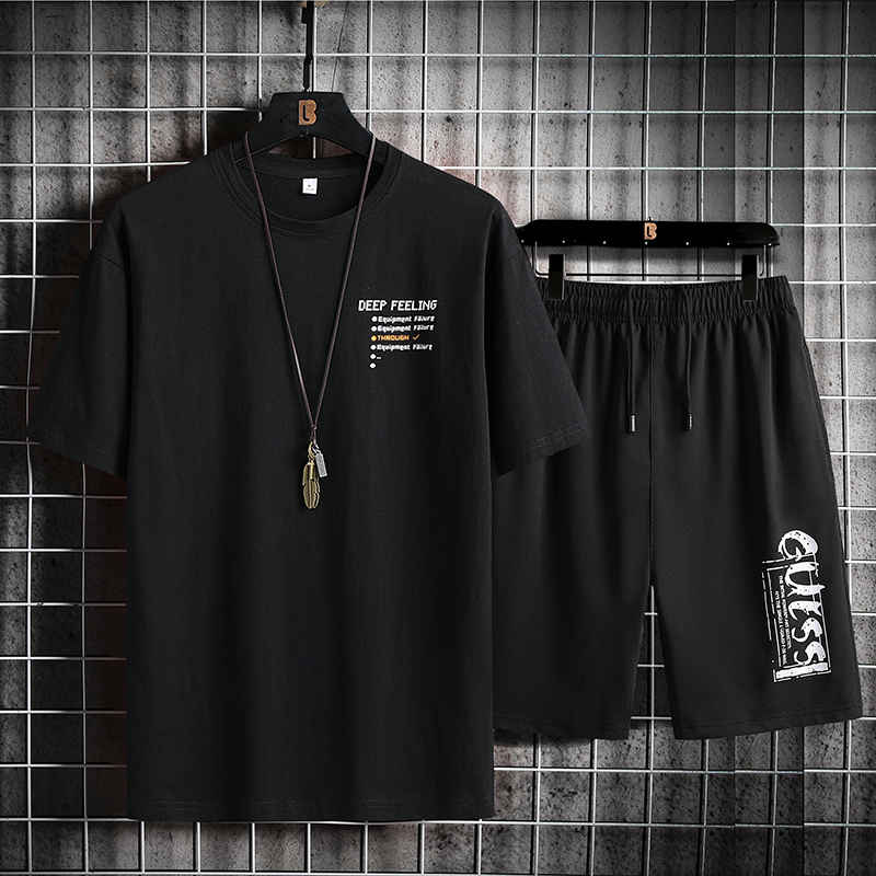 Men's T-Shirts Men Summer Tracksuit Short Sleeve T-shirts Sets Fashion Print 2 Pieces Sportswear Mens Loose Shorts Casual Set Large Size 5XL 2303