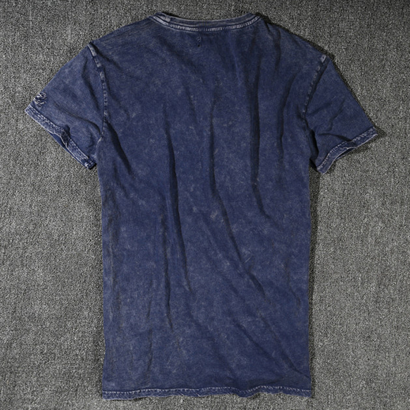 Men's T-Shirts Vintage Distressed Washed Short Sleeved T Shirt For Man European and American Trendy Men's Casual t shirt Summer Style Clothi