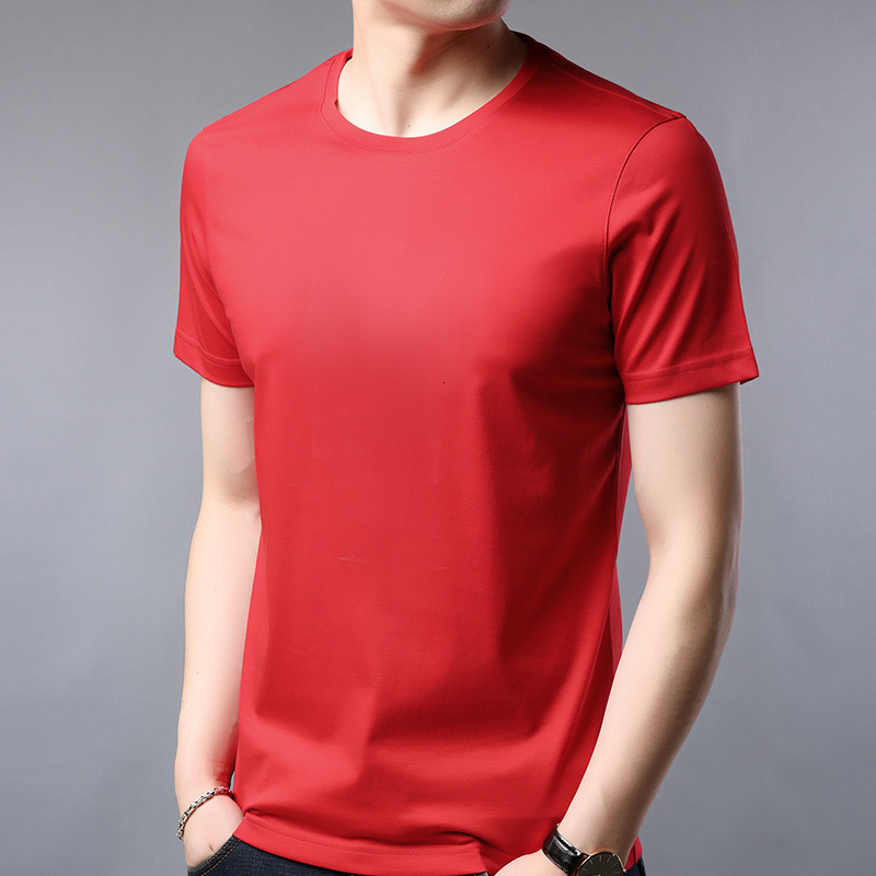 Men's T-Shirts Lyocell High Quality T Shirt Men Short Sleeve Summer Crew Neck Tops Tees Office Undershrt Man 230313