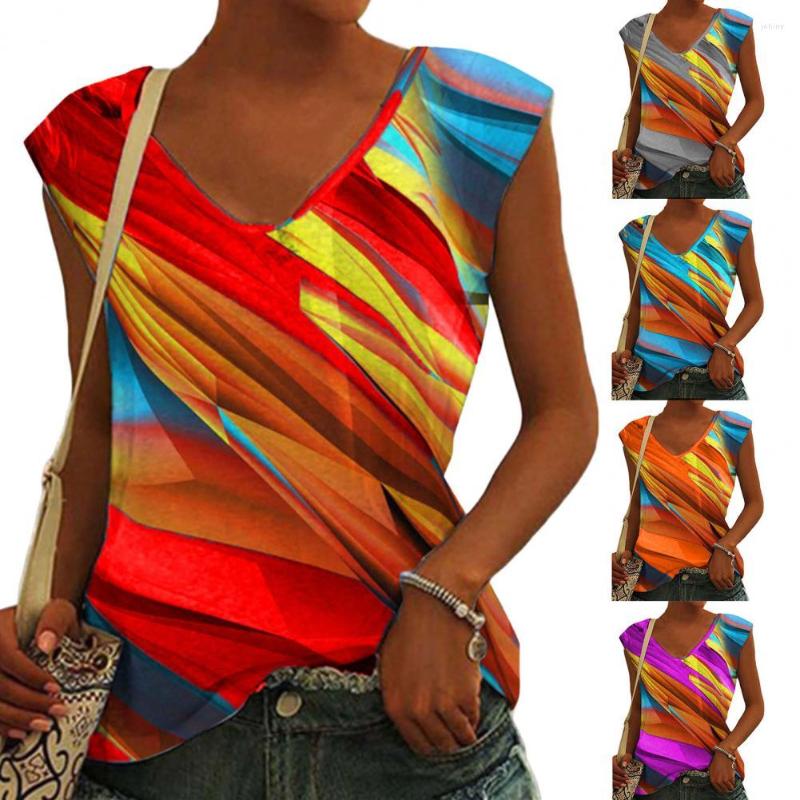 Women's Blouses V-neck Sleeveless Breathable Women Vest Rainbow Striped Print Summer Tee Shirt Streetwear, Blue
Women's Blouses V-neck Sleeveless Breathable Women Vest Rainbow Striped Print Summer Tee Shirt Streetwear, Blue