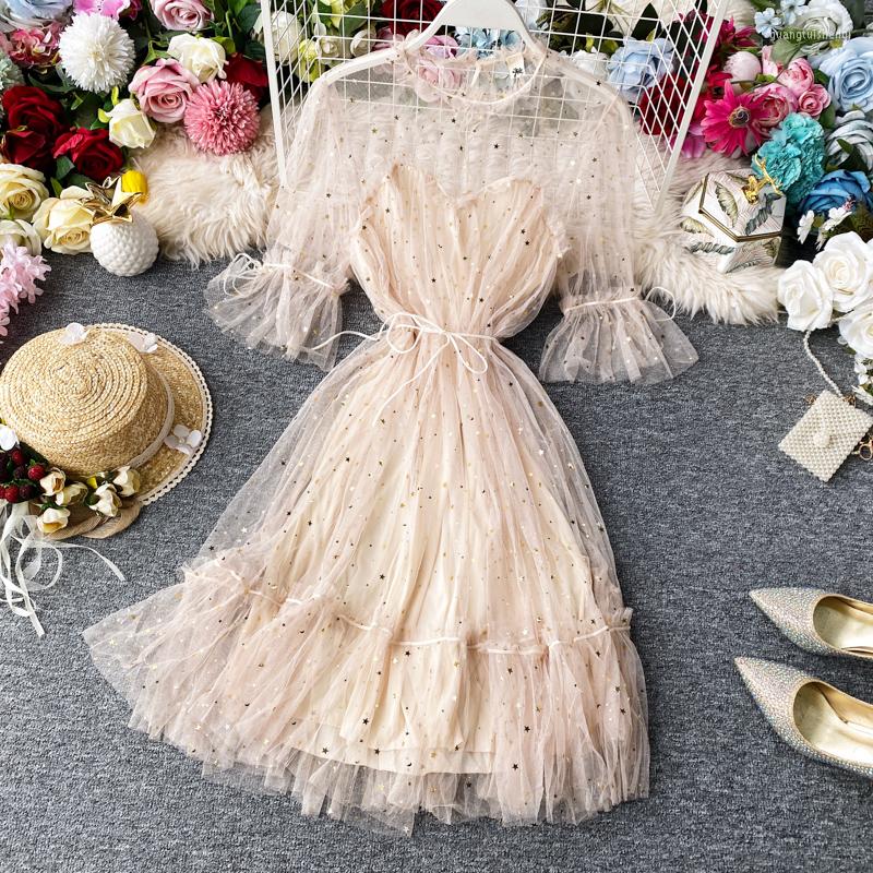 Casual Dresses Party Bright Summer Women Mesh Ruffles Waistband Stars Sequined Knee-length A-line Ladies Lace Dress Vestidos Femeninos, Black
Casual Dresses Party Bright Summer Women Mesh Ruffles Waistband Stars Sequined Knee-length A-line Ladies Lace Dress Vestidos Femeninos, Black