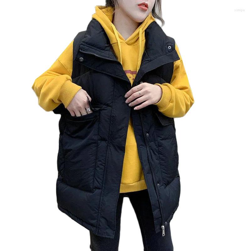Women' Vests 2023 Winter Mid-length Thick Warm Down Cotton Vest Coat Women Fashion Big Pocket Loose Sleeveless Parkas Female Waistcoat, Black
Women' Vests 2023 Winter Mid-length Thick Warm Down Cotton Vest Coat Women Fashion Big Pocket Loose Sleeveless Parkas Female Waistcoat, Black
