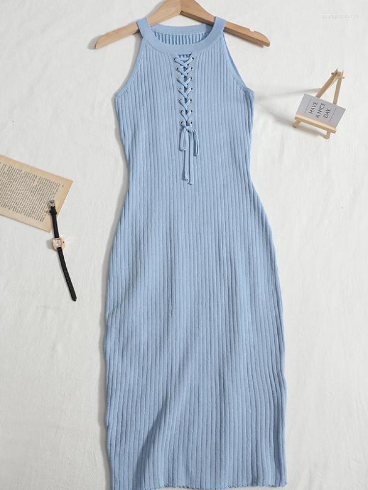 Casual Dresses Summer Bodycon Knitted Dress O Neck Tight Solid Color Sleeveless Lace-up Long Women High Waist Slim Bottoming, Green
Casual Dresses Summer Bodycon Knitted Dress O Neck Tight Solid Color Sleeveless Lace-up Long Women High Waist Slim Bottoming, Green