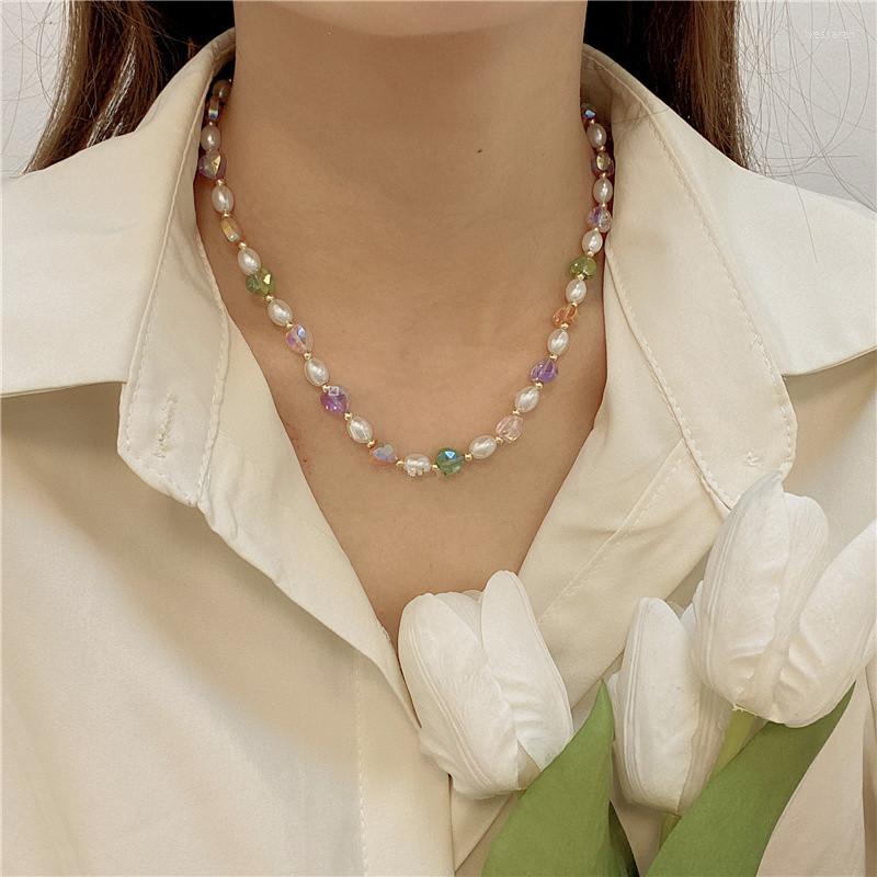 Chains AOMU Cute Colorful Heart Imitation Pearl Beaded Clavicle Chain For Women Girls Sweet Necklace Jewelry Baroque Collier Femme
Chains AOMU Cute Colorful Heart Imitation Pearl Beaded Clavicle Chain For Women Girls Sweet Necklace Jewelry Baroque Collier Femme