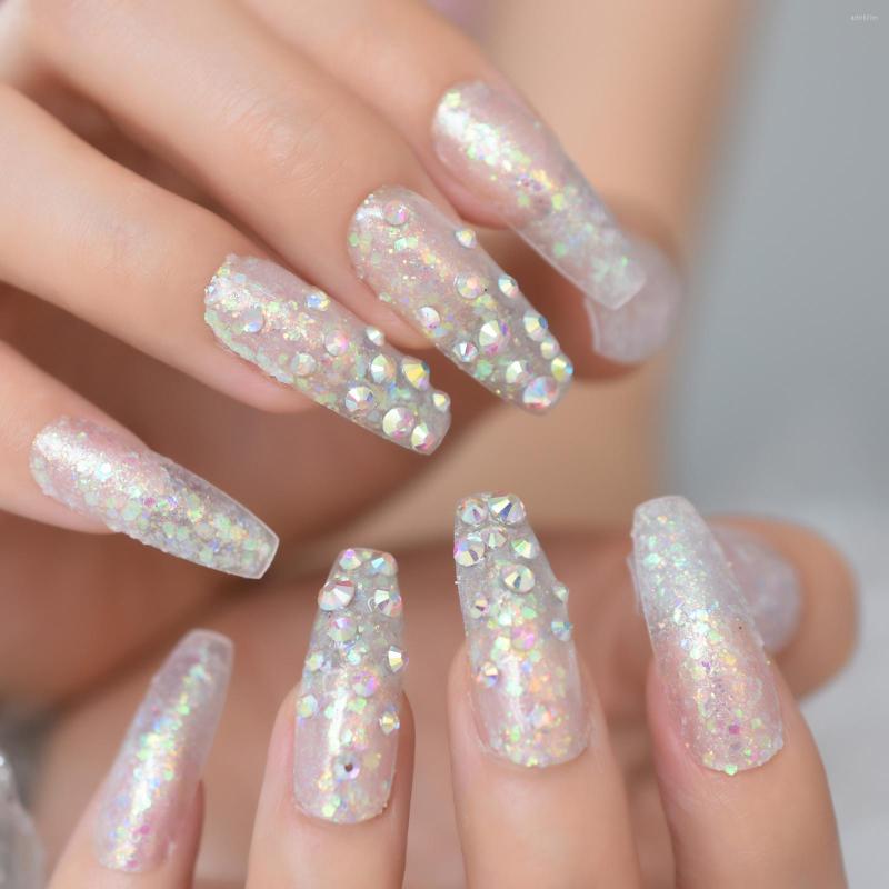 False Nails Clear Reusable Long Coffin Press On Glitter Sequins Ladies For Finger With Rhinestones, L5634
False Nails Clear Reusable Long Coffin Press On Glitter Sequins Ladies For Finger With Rhinestones, L5634