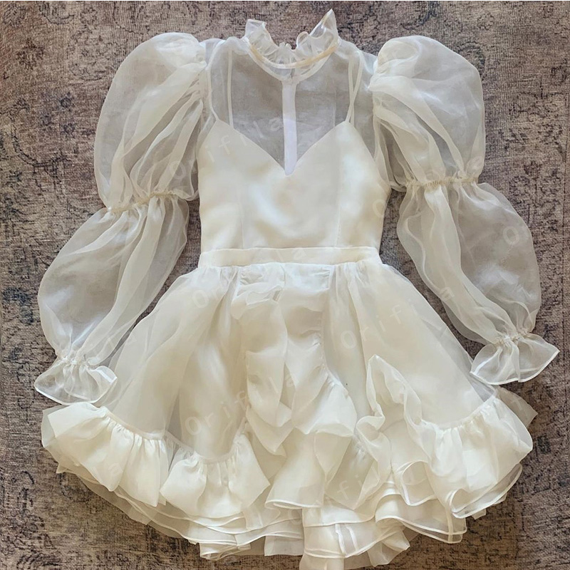 vestido de fiesta de boda Short Wedding Dress Long Sleeves White Mini Bridal Gowns Long robe de mariee, Gold
vestido de fiesta de boda Short Wedding Dress Long Sleeves White Mini Bridal Gowns Long robe de mariee, Gold