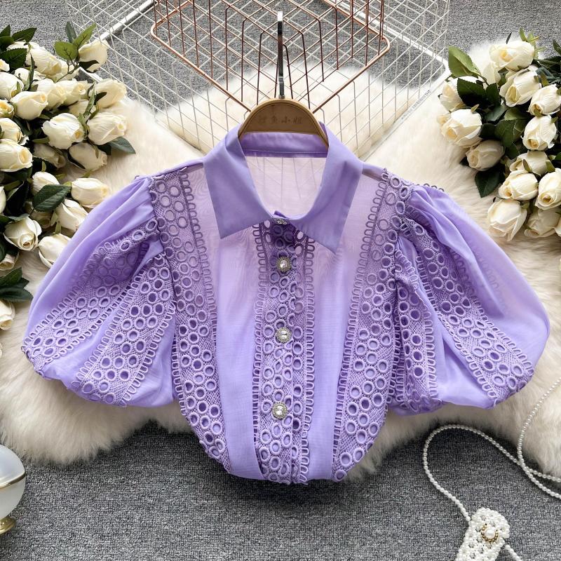 Women's Blouses Korobov Korean Chic Elegant Lace Sweet Women Vintage O Neck Long Sleeve Perspective Female Shirts OL Blusas Mujer, Purple
Women's Blouses Korobov Korean Chic Elegant Lace Sweet Women Vintage O Neck Long Sleeve Perspective Female Shirts OL Blusas Mujer, Purple