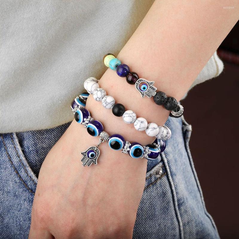 Strand Selling Colorful Volcanic Stone Palm Eye White Pine Elastic Bracelet Set Female Charm Bracelets For Women
Strand Selling Colorful Volcanic Stone Palm Eye White Pine Elastic Bracelet Set Female Charm Bracelets For Women