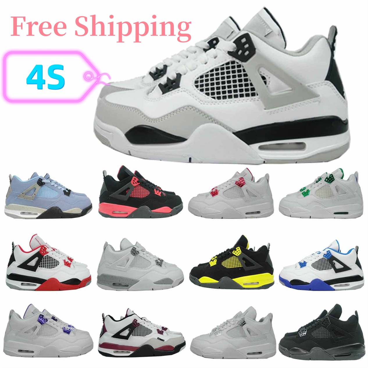Jumpman 4 4s Basketball Shoes Trainers Men Women Sneakers Blue Red Thunder Black Cat Pine Green Seafoam Military Black Red Thunder Midnight Navy, #j401
Jumpman 4 4s Basketball Shoes Trainers Men Women Sneakers Blue Red Thunder Black Cat Pine Green Seafoam Military Black Red Thunder Midnight Navy, #j401