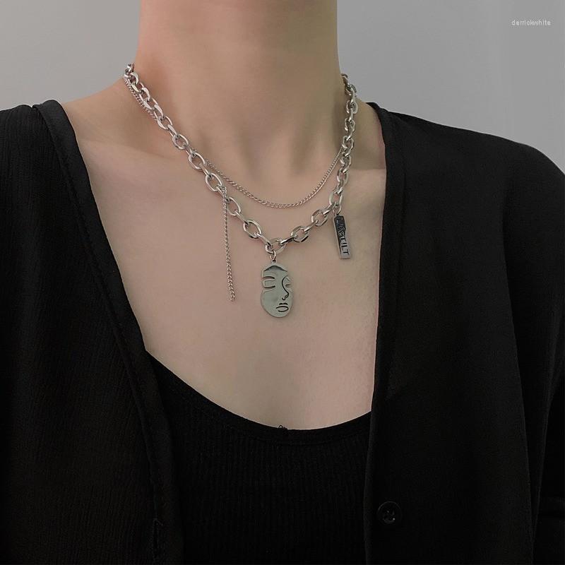 Pendant Necklaces VSnow Fashion Stainless Steeldouble Layer Hollow Human Face Necklace For Women Chunky Chain Asymmetry Jewelry
Pendant Necklaces VSnow Fashion Stainless Steeldouble Layer Hollow Human Face Necklace For Women Chunky Chain Asymmetry Jewelry