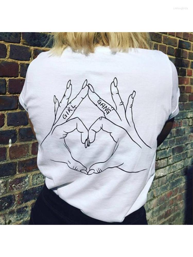 Women' T Shirts Girl Gang Love Hand Sign Back Printed Feminism Shirt Women Tumblr Fashion Summer Tops Tee Casual O Neck Cool, White 
Women' T Shirts Girl Gang Love Hand Sign Back Printed Feminism Shirt Women Tumblr Fashion Summer Tops Tee Casual O Neck Cool, White
