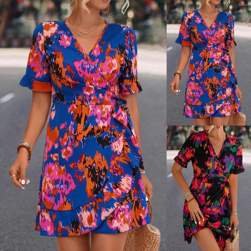 Casual Dresses Womens Summer V Neck Ruffle Short Sleeve Smocked High Waist Prints Mid Long Dress, Black
Casual Dresses Womens Summer V Neck Ruffle Short Sleeve Smocked High Waist Prints Mid Long Dress, Black