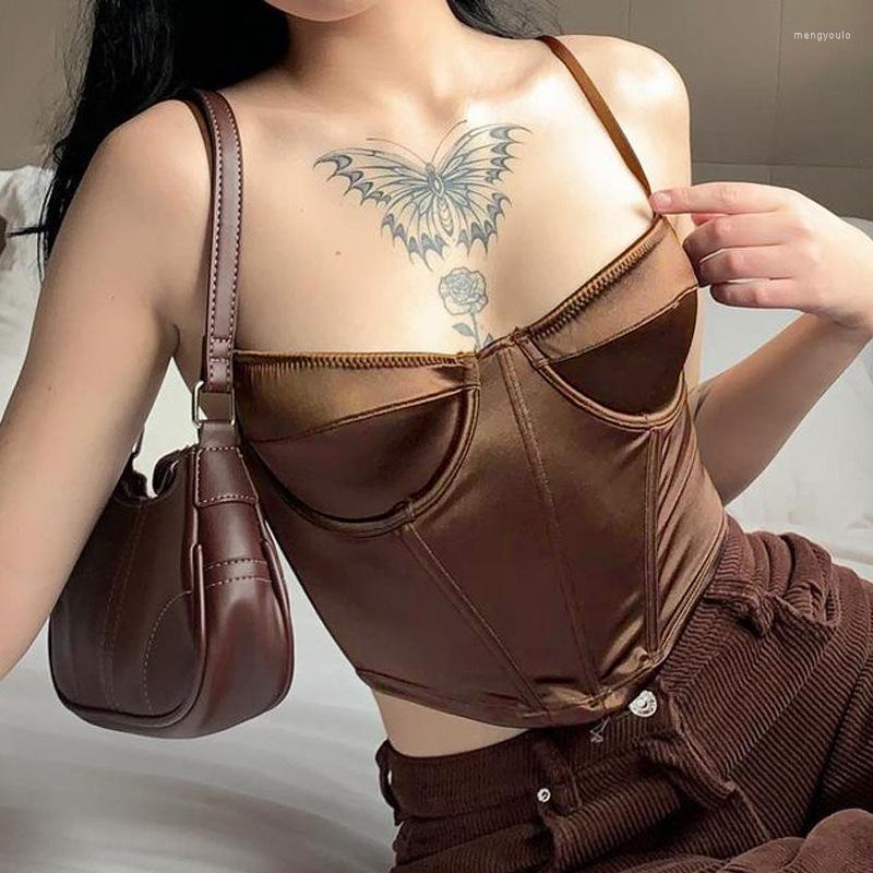 Women' Tanks 2023 Summer Women 90s Style Silk Brown V Neck Spaghetti Straps Corset Top Sleeveless Slim Sexy Backless Crop Cami 2000s
Women' Tanks 2023 Summer Women 90s Style Silk Brown V Neck Spaghetti Straps Corset Top Sleeveless Slim Sexy Backless Crop Cami 2000s