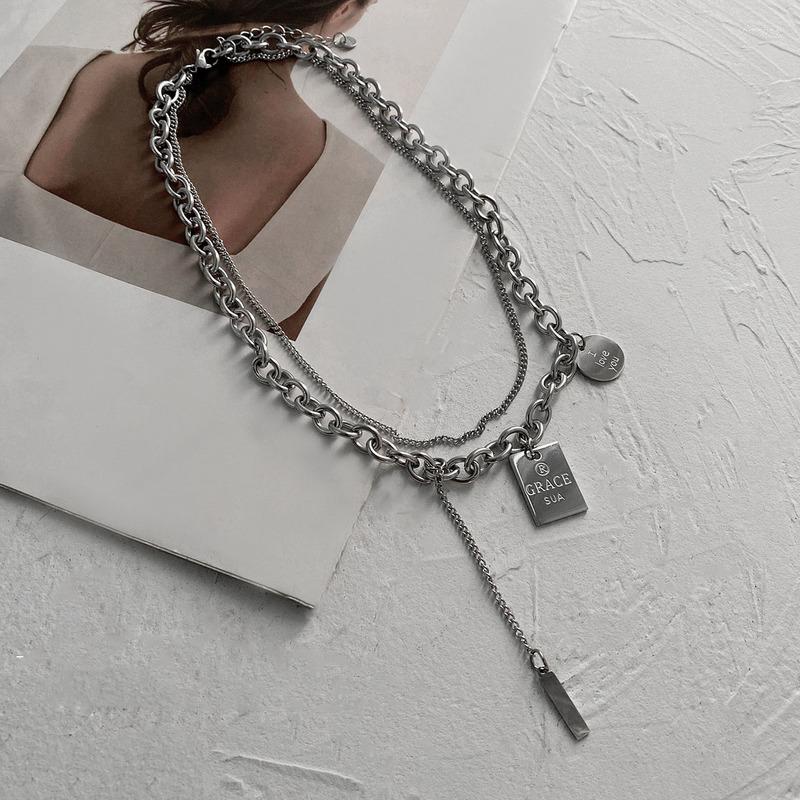 Pendant Necklaces Origin Summer Double Layer Stainless Steel Square Circle Necklace For Women Letter Chain Asymmetry Jewelry
Pendant Necklaces Origin Summer Double Layer Stainless Steel Square Circle Necklace For Women Letter Chain Asymmetry Jewelry