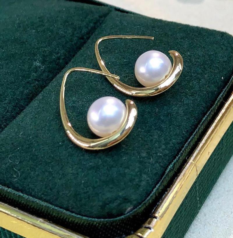 

Stud Earrings MADALENA SARARA Saltwater Pearl Akoya 18K Gold Korean Trendy Style Simple Geometric AU750 Fine Women Earring